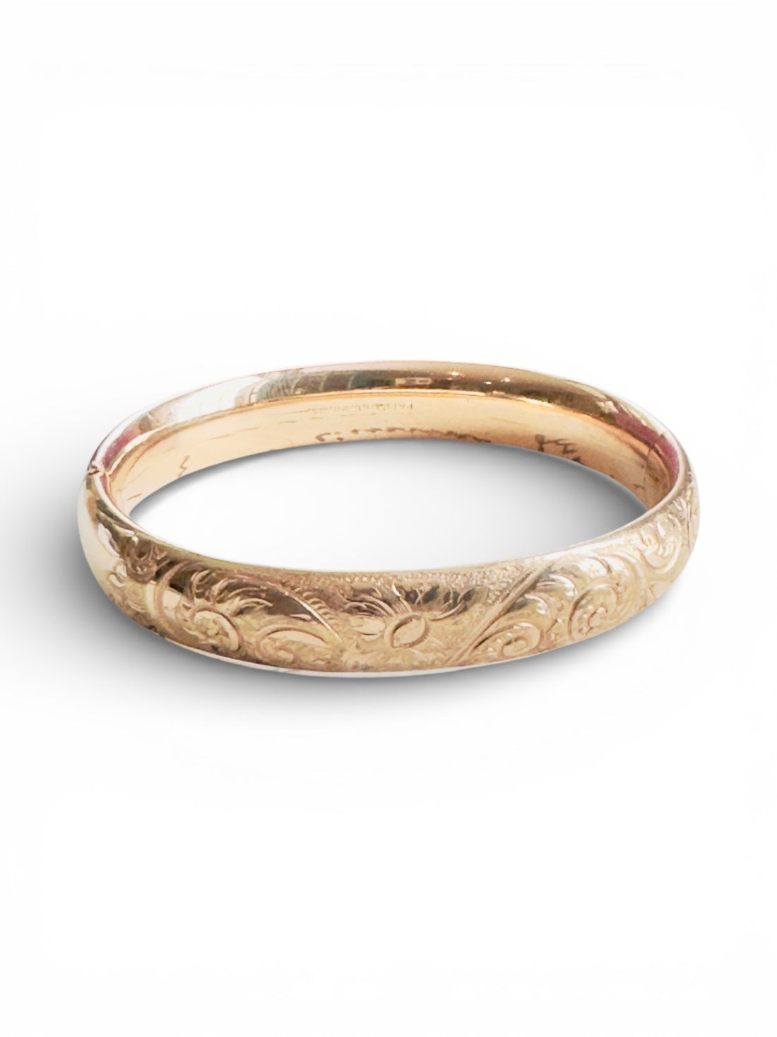 Antique gold-filled hinged bangle bracelet by Bates & Bacon.