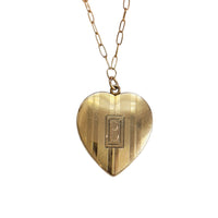 Art Deco gold-filled heart locket with center B monogram