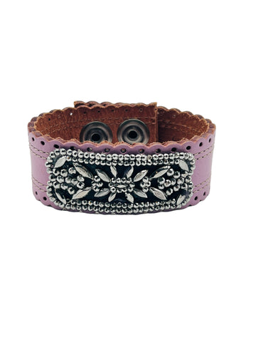 Purple Leather Cuff Bracelet