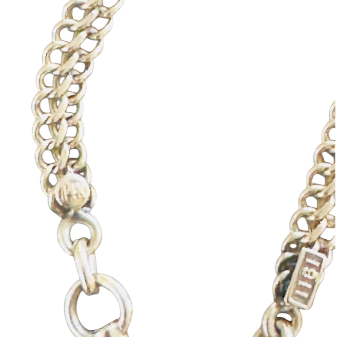 Detail of antique dog-clip clasp and links on 1911 14k watch chain