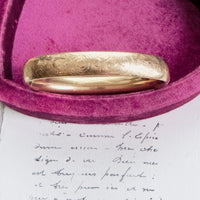 Etched Gold-Filled Hinged Bangle Bracelet