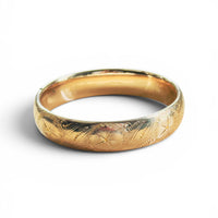 Vintage Gold Filled Hinged Bangle | Hand Engraved Floral | F.M.Co.