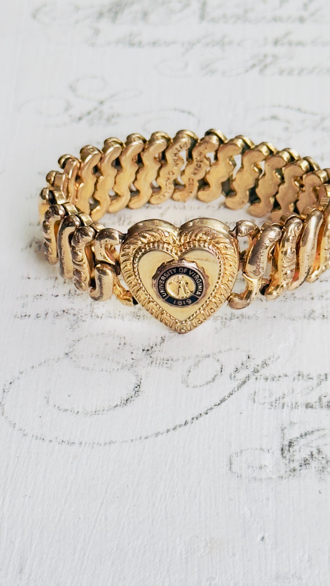 Gold-Filled Vintage Sweetheart Expansion Bracelet – UVA Insignia by Pittman & Keeler