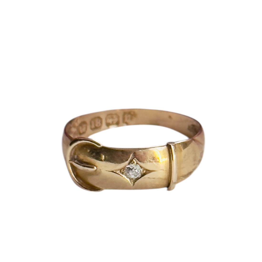 18K Gold Diamond Buckle Ring
