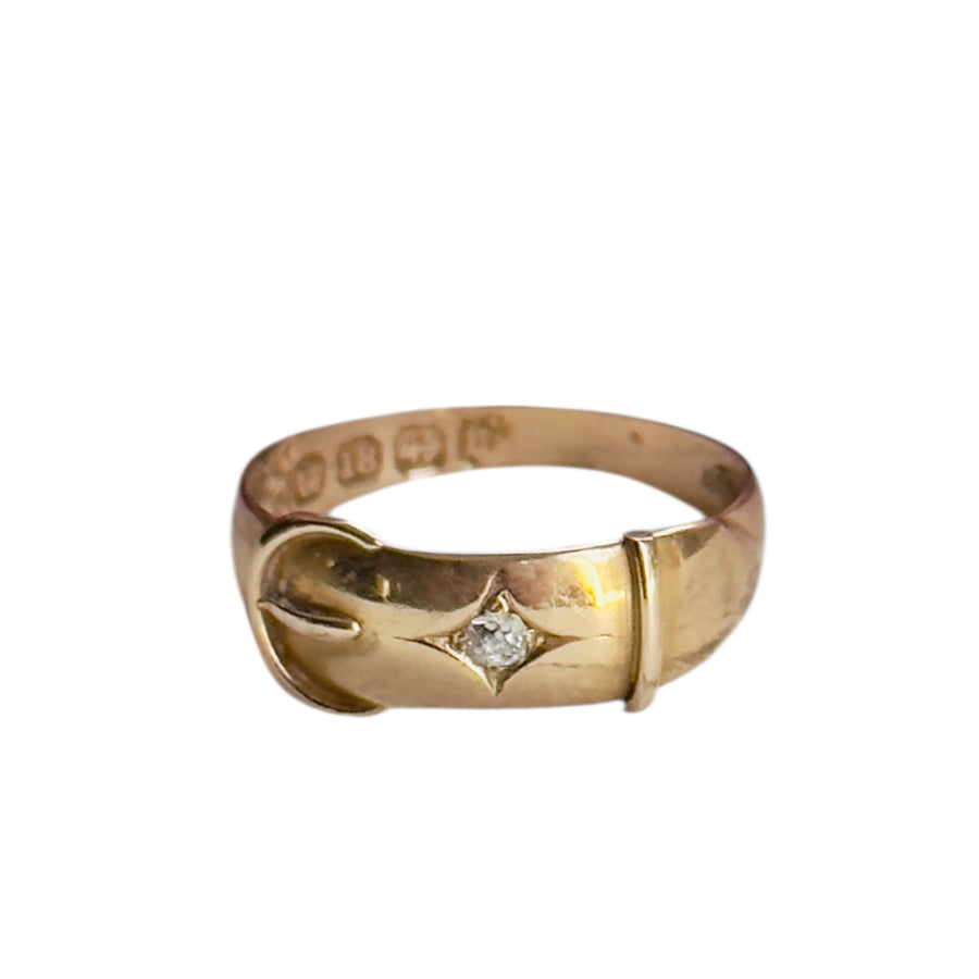 18K Gold Diamond Buckle Ring
