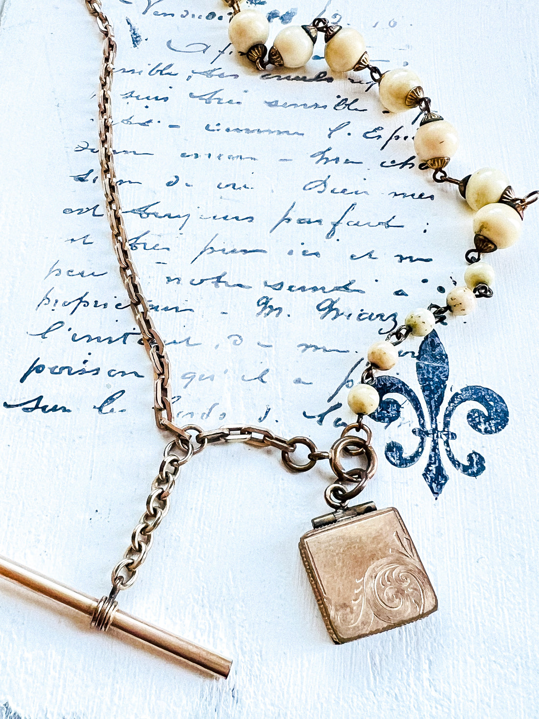 Victorian Photo Locket Watch Chain Necklace