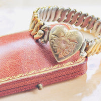 Co-Star expansion bracelet gold filled engraved heart face vintage sweetheart jewelry