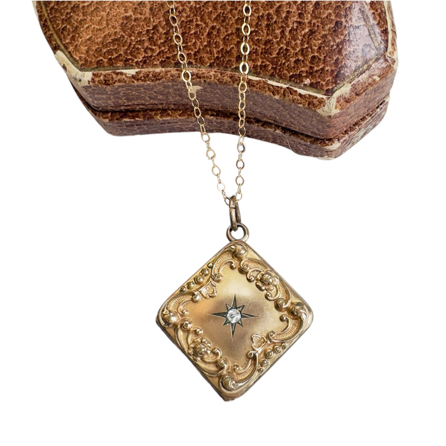 Victorian Gold-Filled Repoussé Starburst Photo Locket