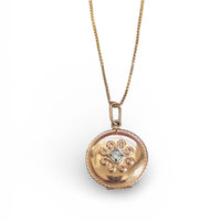 14k Rose Gold Diamond Scroll Locket Necklace