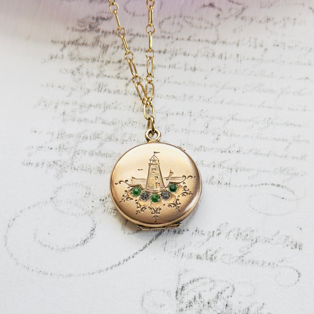 monogrammed gold locket