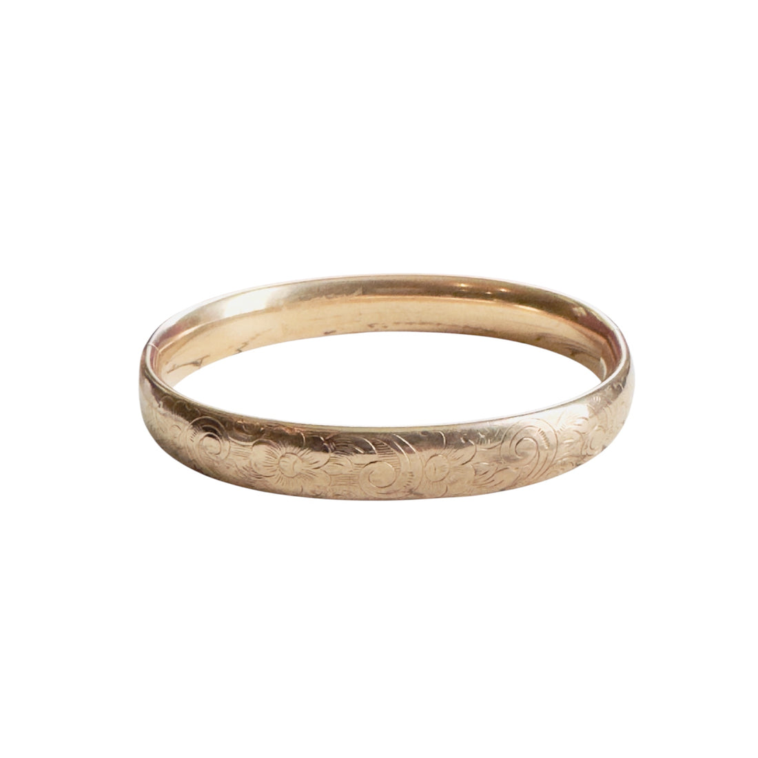 Etched Gold-Filled Hinged Bangle Bracelet