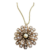 14K Floral Seed Pearl Necklace