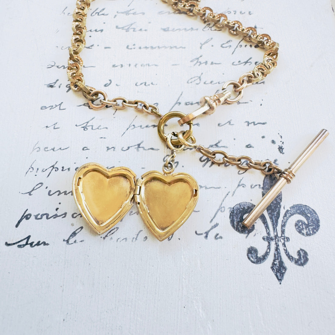 Antique Gold Heart Photo Locket