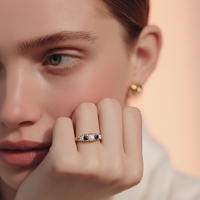 Early 20th century English diamond and sapphire five-stone ring