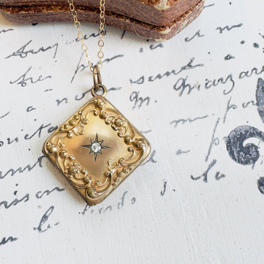 Victorian Gold-Filled Repoussé Starburst Photo Locket