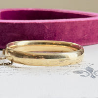 Floral Engraved Gold-Filled Hinged Bangle Bracelet