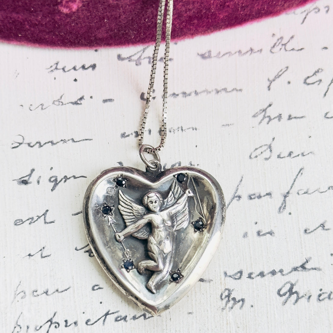 Sterling Silver Cupid Starburst Pendant Necklace