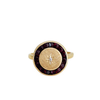 Victorian Garnet & Diamond Starburst Ring | 14k Gold