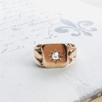 Diamond 14k Gold Signet Ring