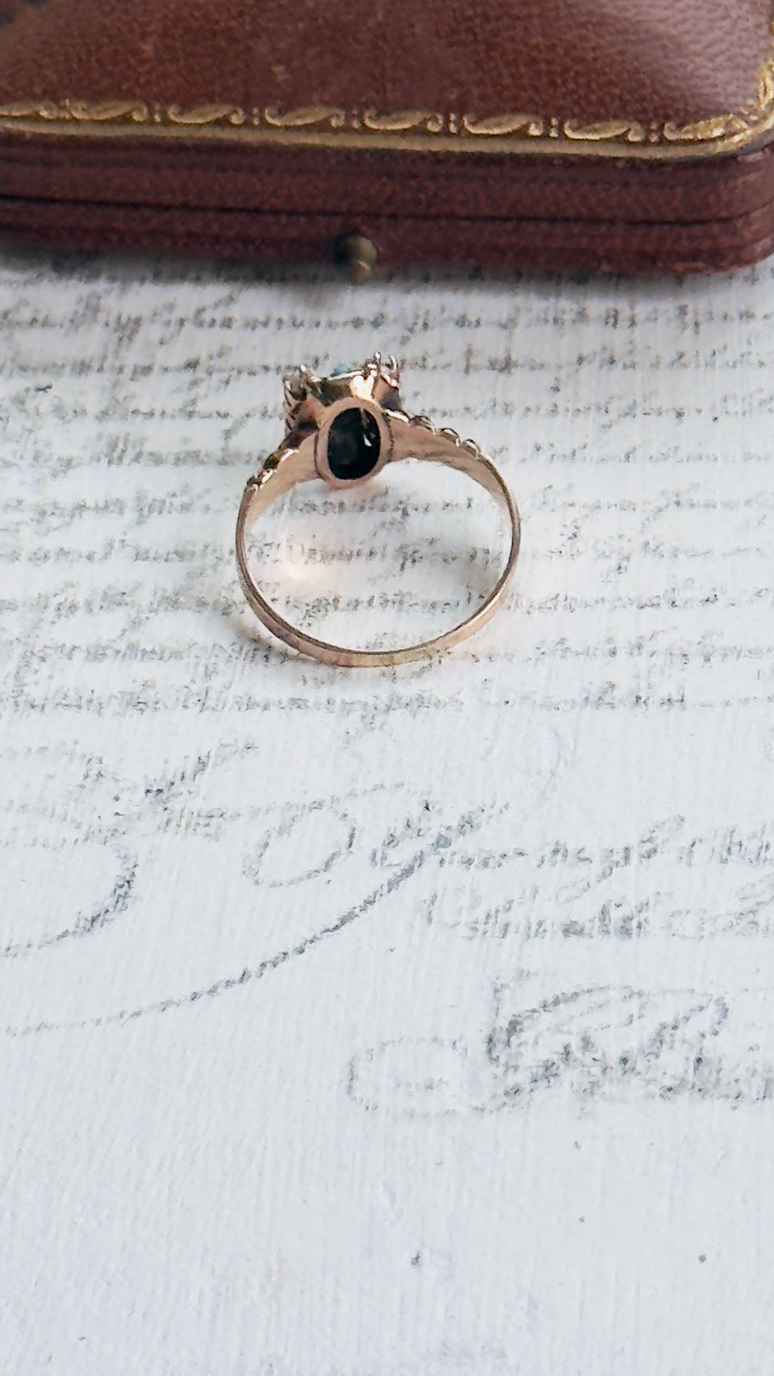 Antique 10k Seed Pearl & Turquoise Ring — Size 7