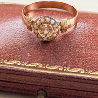 French antique pearl and diamond ring 