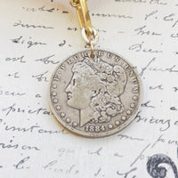Front detail of 1884 Morgan dollar pendant necklace by hipV