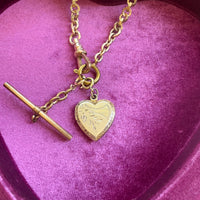 Victorian Gold Watch Chain with Heart Locket