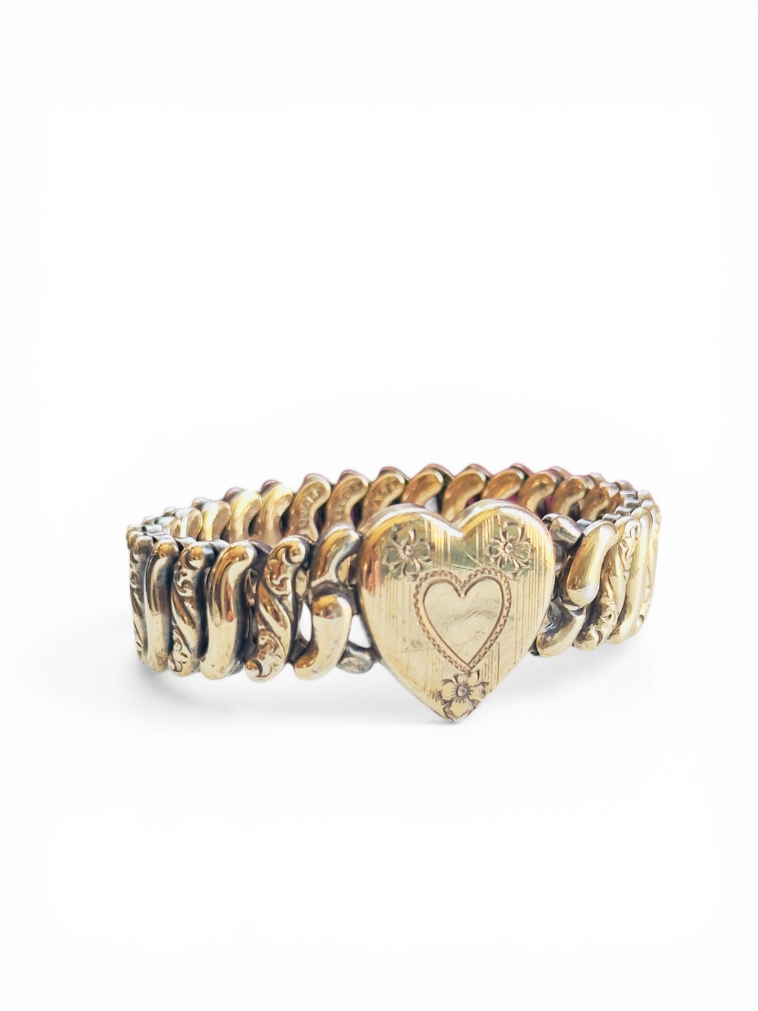 Heart shaped vintage sweetheart bracelet in 12k over sterling silver