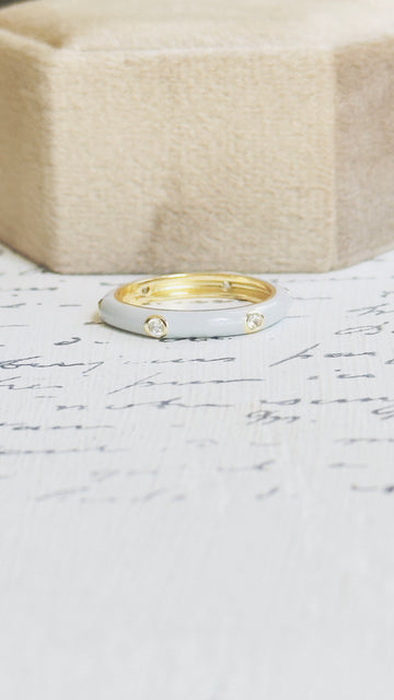 Grey Enamel Band Ring
