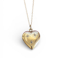 Gold Heart Locket with Diamonds