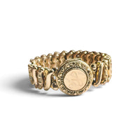 Original Carmen sweetheart expansion locket bracelet in gold-filled metal featuring an engraved A monogram.