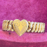 Pitman and Keeler American Queen bracelet with engraved floral heart detail