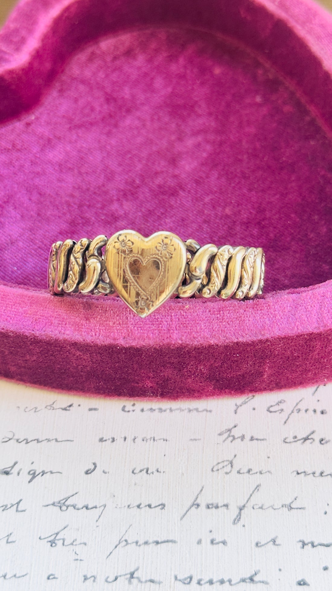 Pitman and Keeler American Queen sweetheart bracelet with engraved heart center