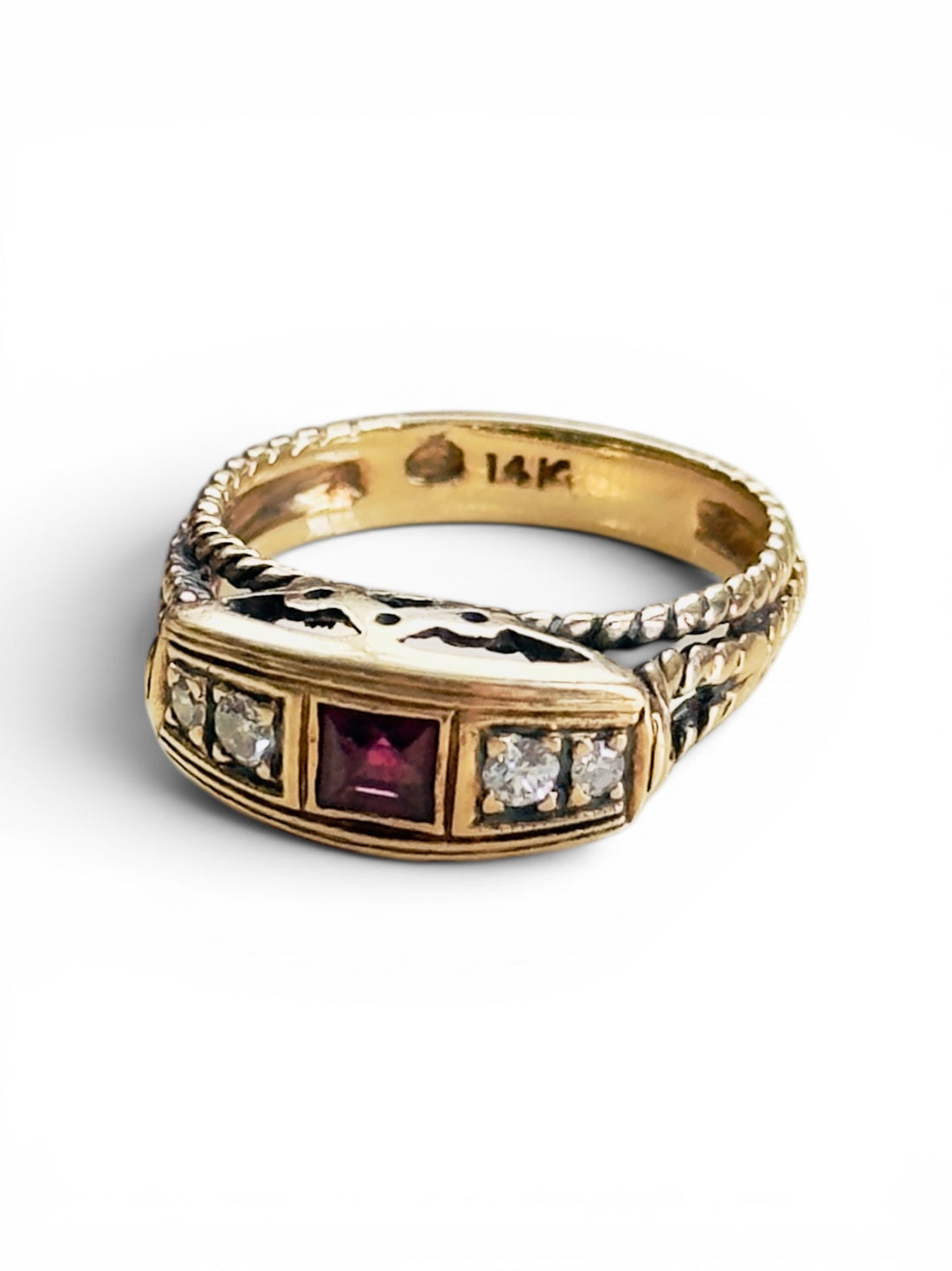 Ruby Diamond Ring 14K Gold | hipV Modern Vintage Jewelry

