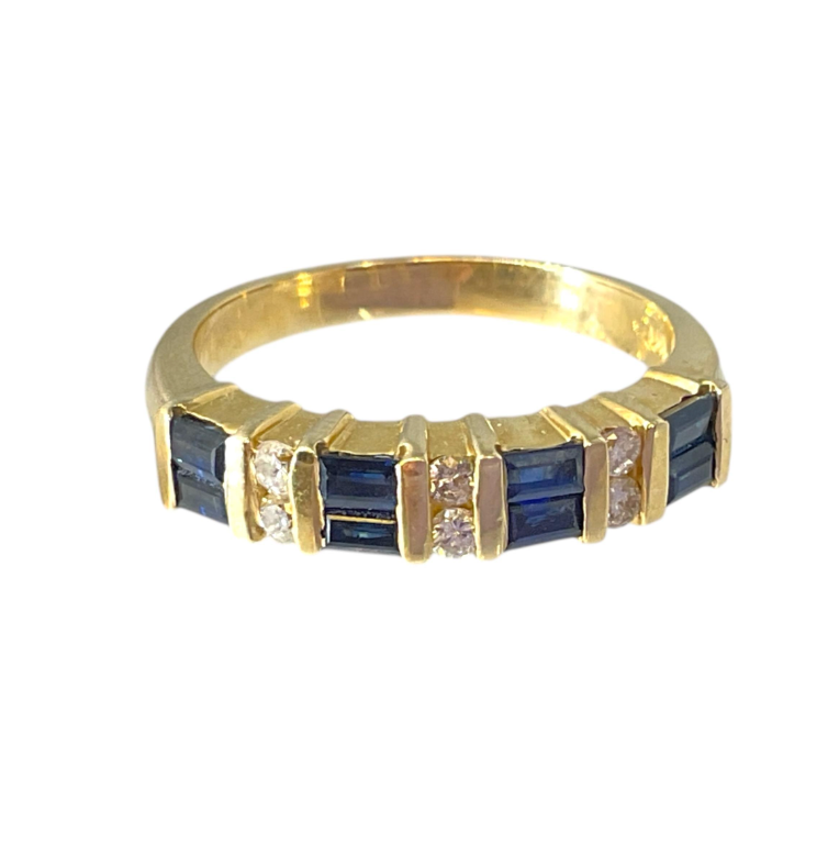 14k Yellow Gold Sapphire & Diamond Band — Size 7 | hipV Jewelry