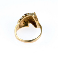 Vintage 14K Gold Equestrian Horse Ring with Ruby Eye