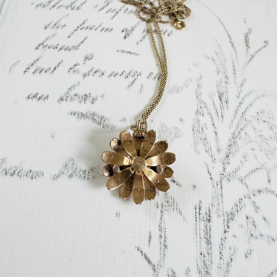 Victorian 14K Gold Floral Seed Pearl Necklace