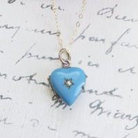 Victorian Blue Enamel Heart Locket