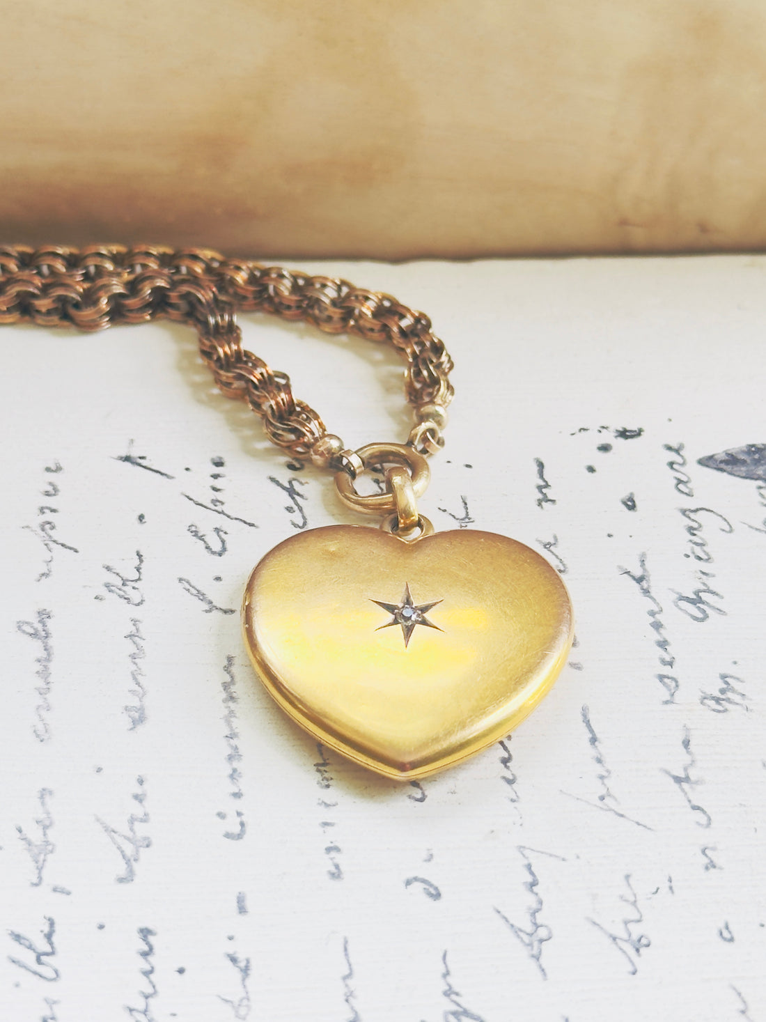 Victorian era 10k gold heart locket with diamond,