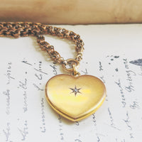 Victorian era 10k gold heart locket with diamond,