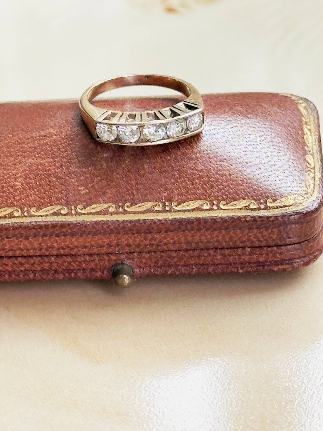 Vintage 5-Stone Diamond Ring 14K Rose Gold 0.70CTW