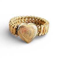 Vintage Carmen D.F.B. Co. gold-filled sweetheart locket bracelet engraved with “K” monogram.