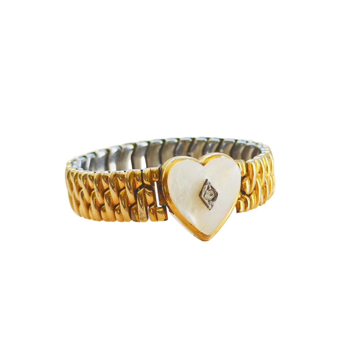 Vintage Co-Star gold stretch bracelet with mother of pearl heart