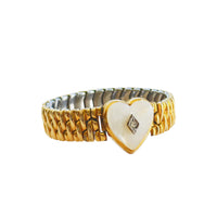 Vintage Co-Star gold stretch bracelet with mother of pearl heart
