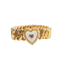 Vintage gold filled Phoenix Speidel sweetheart bracelet with mother of pearl heart center
