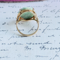 Vintage jadeite ring with ornate 14k gold setting size 6