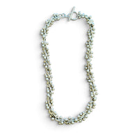 Vintage sterling silver peppercorn necklace with toggle clasp, 18-inch chunky bead ball helix chain, 925 silver.