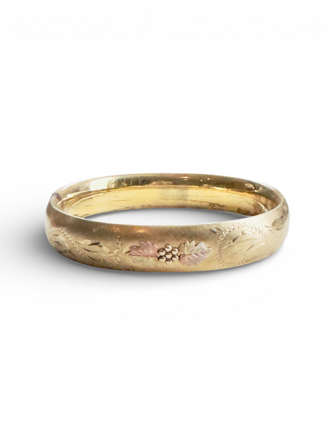 hipV gold floral bangle styled on neutral background