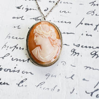 Antique Side Facing Cameo Necklace on a sterling silver chain