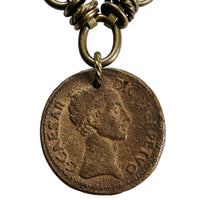 Antique Coin Necklace featuring side profile of Caesar